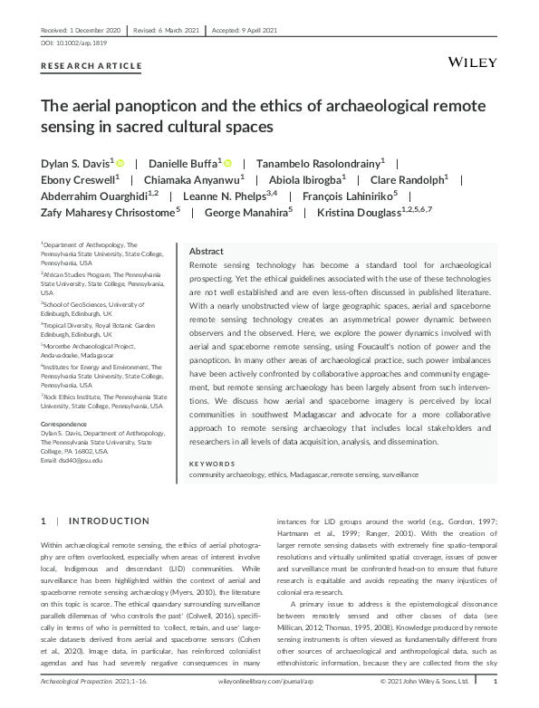 (PDF) The aerial panopticon and the ethics of archaeological remote ...