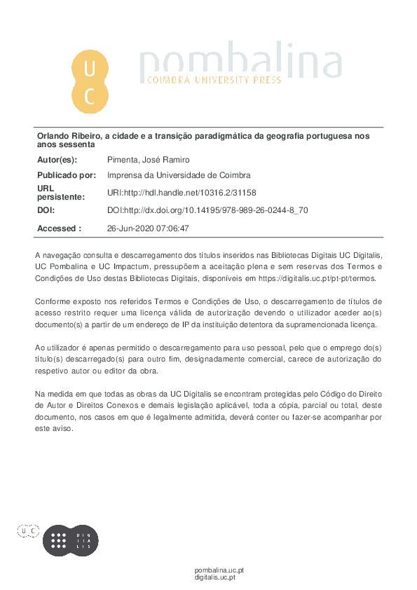 (PDF) Orlando Ribeiro, a cidade e a transição paradigmática da ...