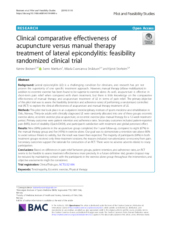 (PDF) Clinical comparative effectiveness of acupuncture versus manual