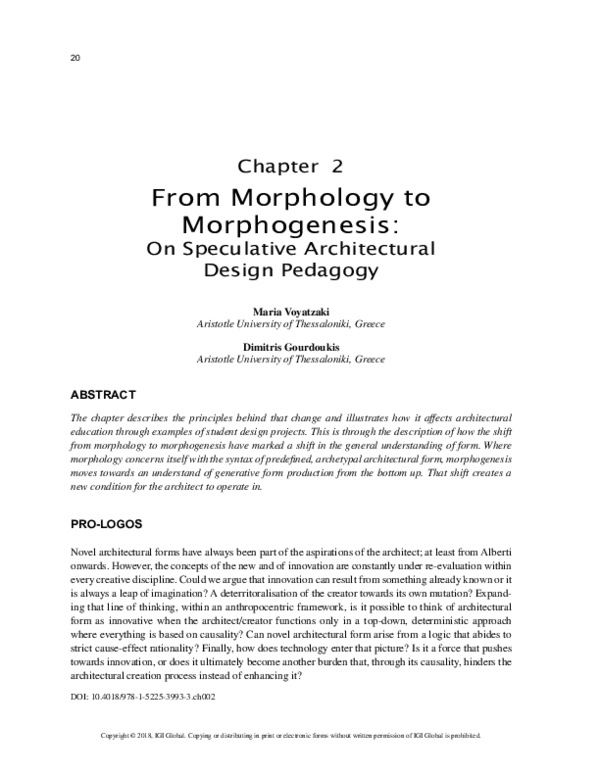 PDF) From Morphology to Morphogenesis