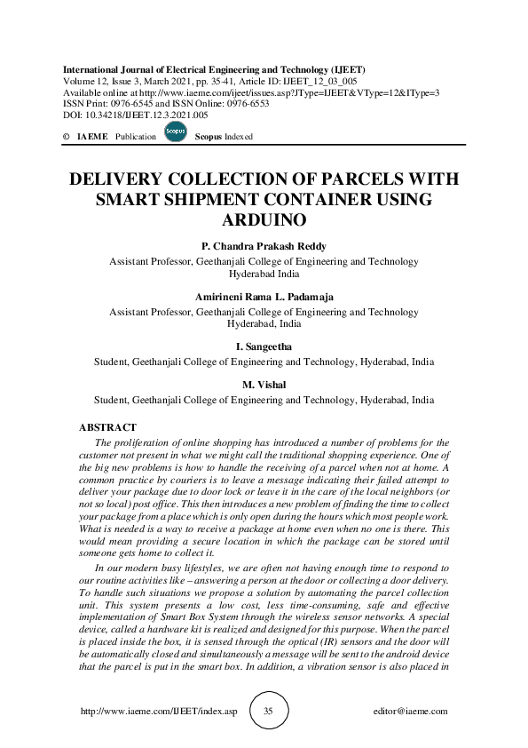 (PDF) DELIVERY COLLECTION OF PARCELS WITH SMART SHIPMENT CONTAINER ...