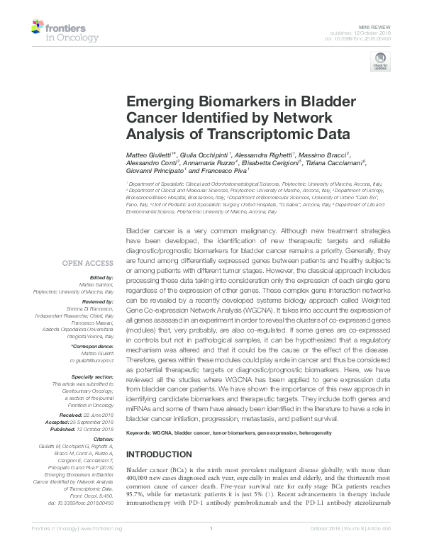 (PDF) Emerging Biomarkers in Bladder Cancer Identified by Network ...