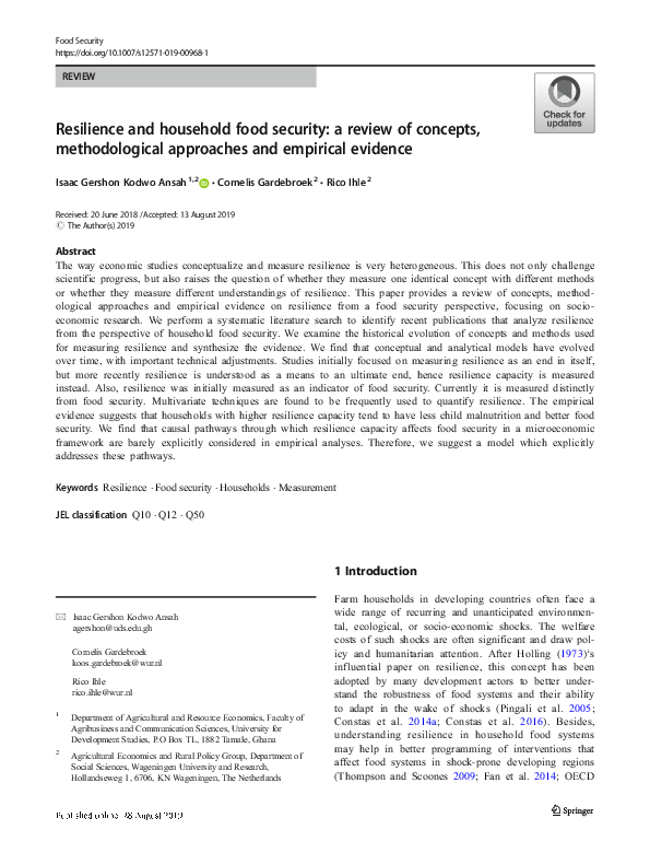 (PDF) Resilience and household food security: a review of concepts ...