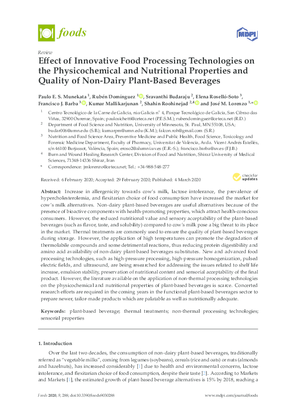 (PDF) Effect of Innovative Food Processing Technologies on the ...