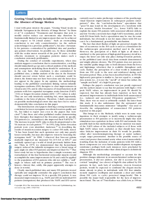 (PDF) Grating Visual Acuity in Infantile Nystagmus in the Absence of ...