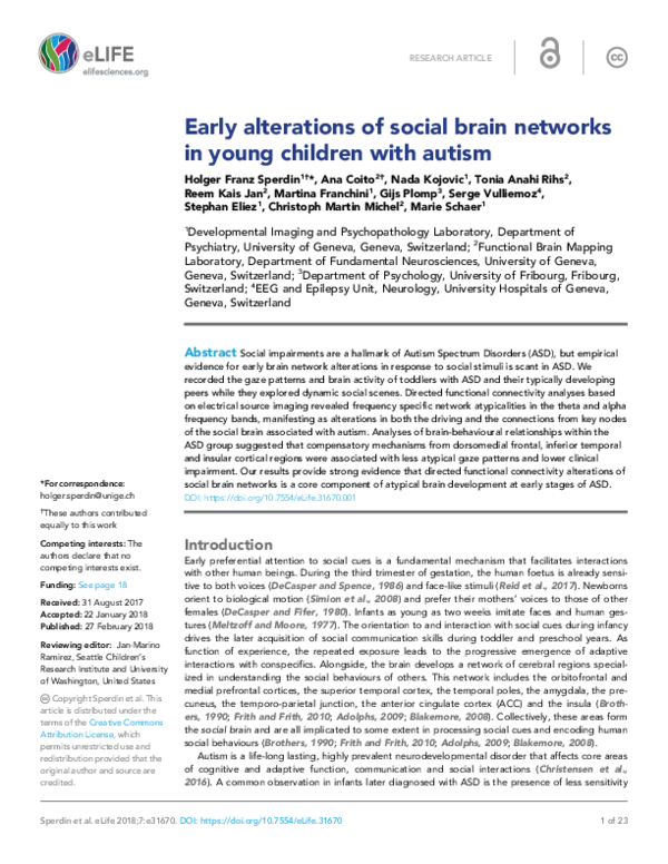 (PDF) Early alterations of social brain networks in young children with ...