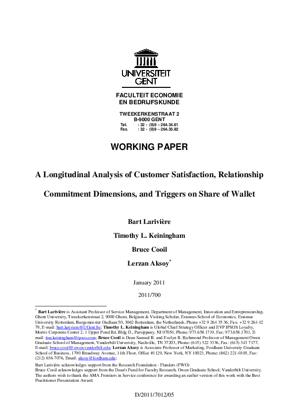 (PDF) A Longitudinal Analysis of Customer Satisfaction, Relationship ...