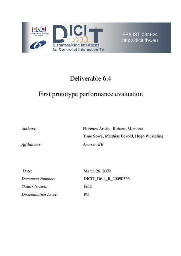 (PDF) First prototype performance evaluation