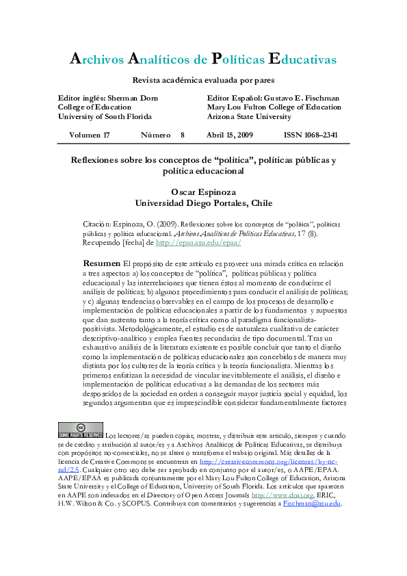 (PDF) Reflections on the concepts of "politics," public policy and ...