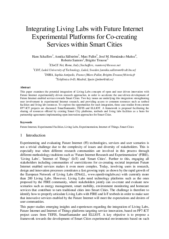 (PDF) Integrating Living Labs with Future Internet experimental ...