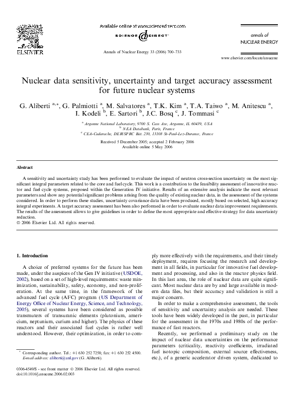 (PDF) Nuclear data sensitivity, uncertainty and target accuracy ...