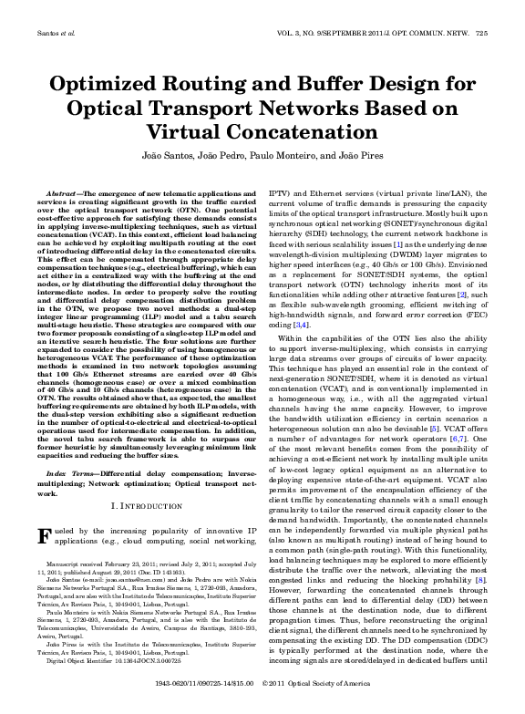 (PDF) Optimized Routing and Buffer Design for Optical Transport ...