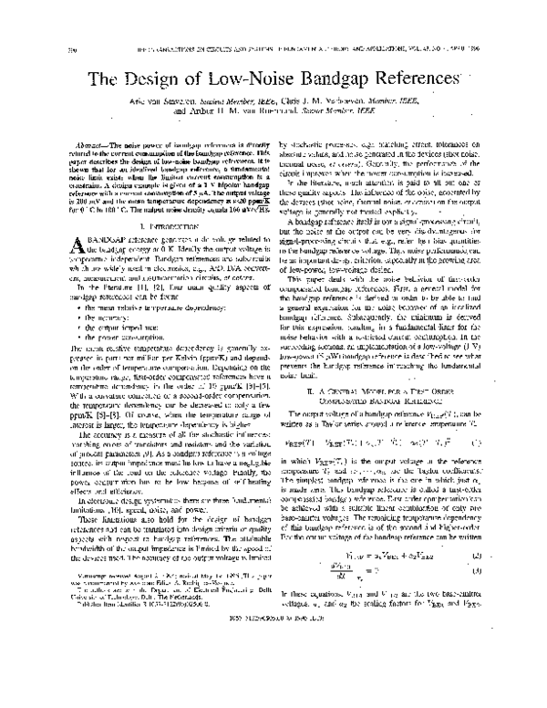 (PDF) The design of low-noise bandgap references