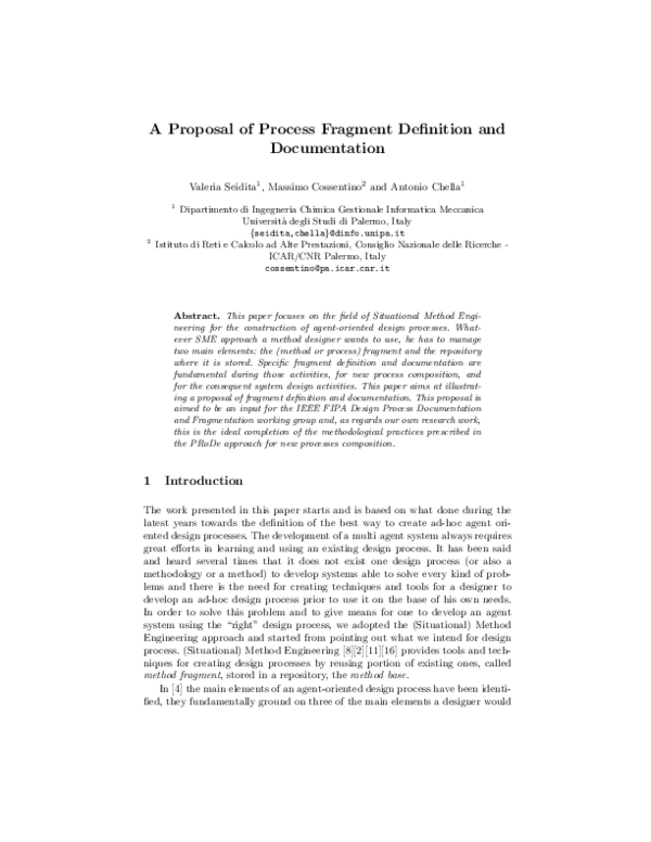 (PDF) A Proposal of Process Fragment Definition and Documentation