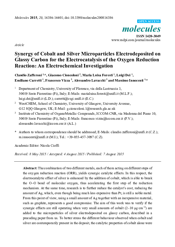 (PDF) Synergy of Cobalt and Silver Microparticles Electrodeposited on ...