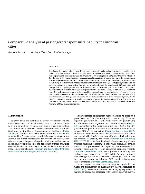 (PDF) Comparative analysis of passenger transport sustainability in ...