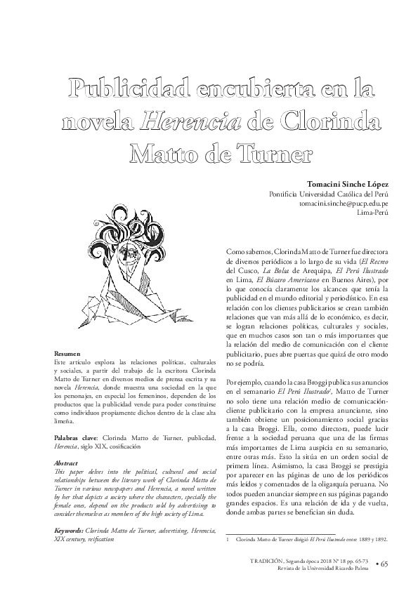Pdf Publicidad Encubierta En La Novela Herencia De Clorinda Matto De