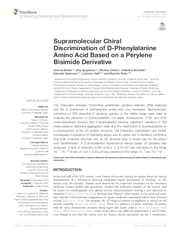(PDF) Supramolecular Chiral Discrimination of D-Phenylalanine Amino ...