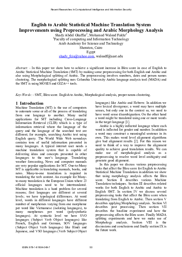 (PDF) English to Arabic Statistical Machine Translation System ...