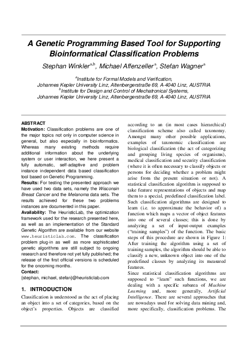 (PDF) A genetic programming based tool for supporting bioinformatical ...