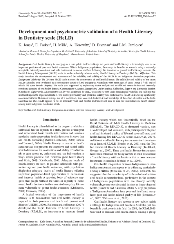 (PDF) Development and psychometric validation of a Health Literacy in ...
