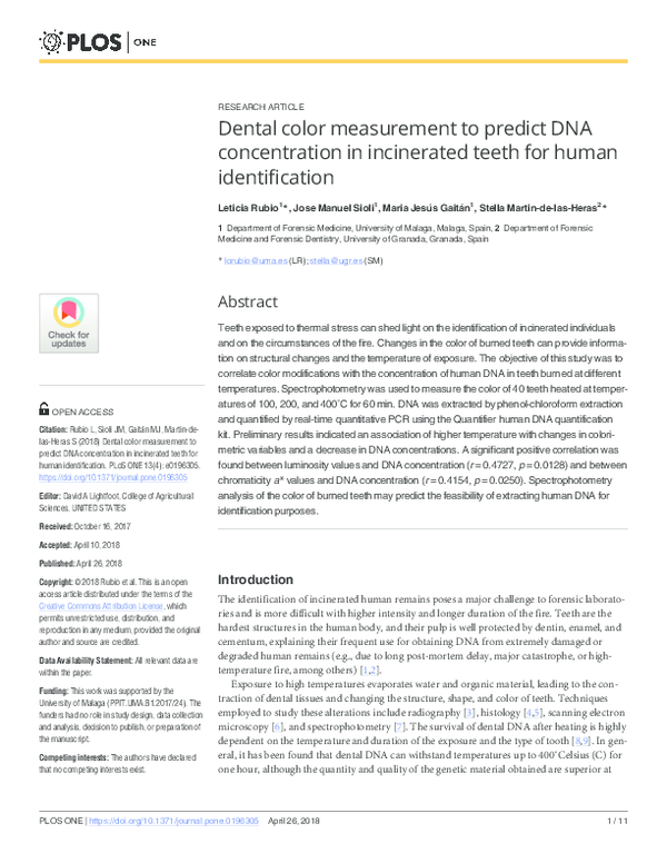 (PDF) Dental color measurement to predict DNA concentration in ...