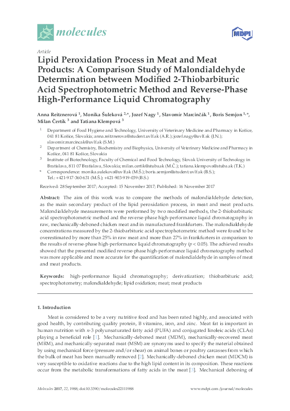 (PDF) Lipid Peroxidation Process in Meat and Meat Products: A ...