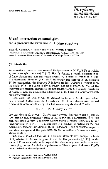 (PDF) L 2 and intersection cohomologies for a polarizable variation of ...