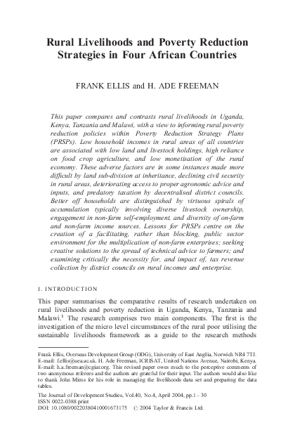 (PDF) Rural Livelihoods and Poverty Reduction Strategies in Four ...