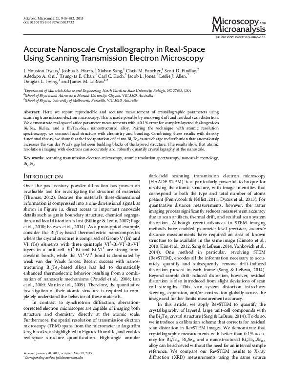 (PDF) Accurate Nanoscale Crystallography in Real-Space Using Scanning ...