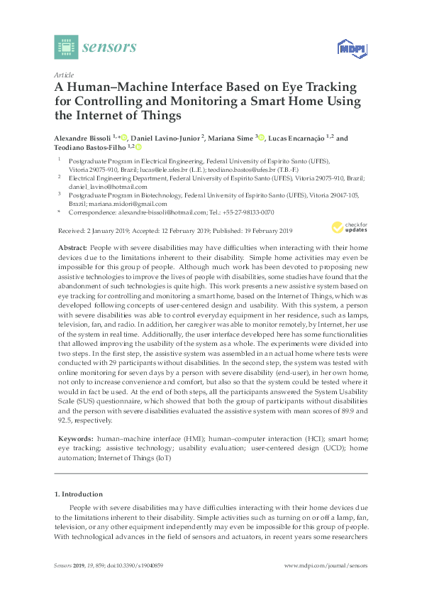 (PDF) A Human–Machine Interface Based on Eye Tracking for Controlling ...