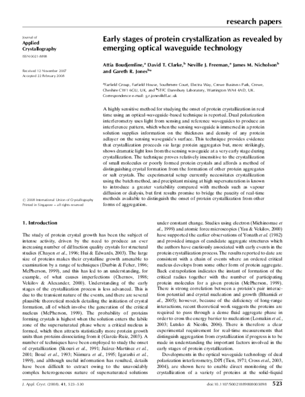 (PDF) Early stages of protein crystallization as revealed by emerging ...
