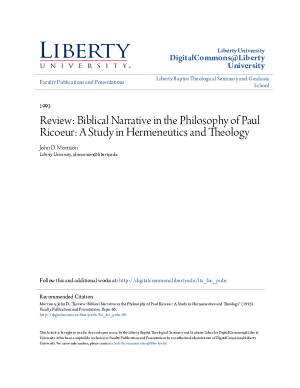 Pdf Biblical Narrative In The Philosophy Of Paul Ricoeur Kevin Vanhoozer Academia Edu