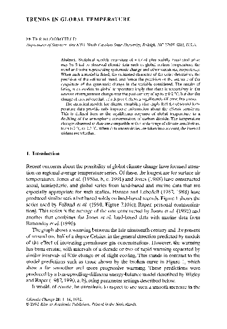 Trends in global temperature