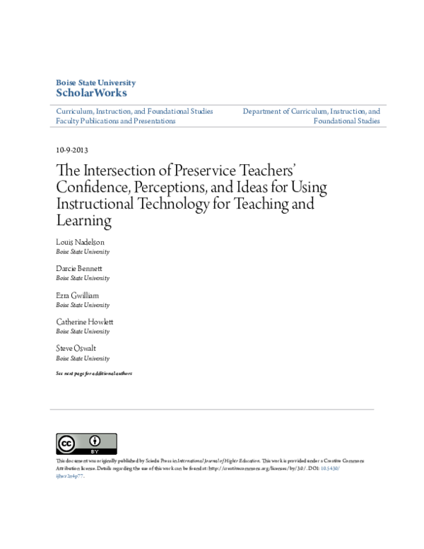 (PDF) The Intersection of Preservice Teachers’ Confidence, Perceptions ...