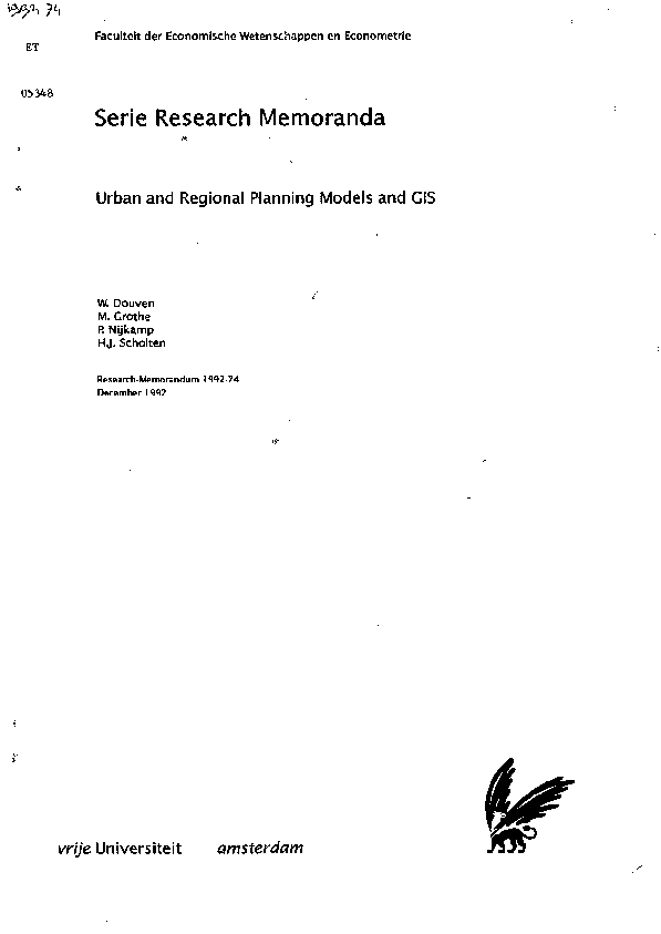 (PDF) Urban and Regional Planning Models and GIS