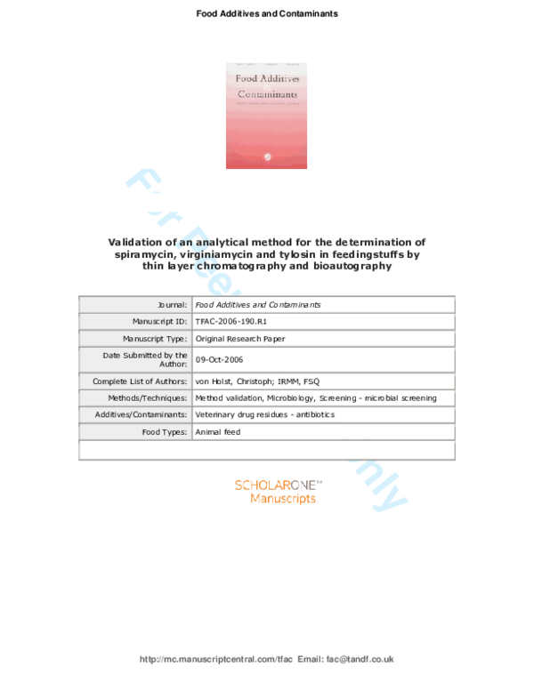 (PDF) Validation of an analytical method for the determination of ...