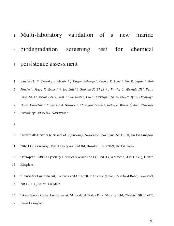 (PDF) Multi-laboratory Validation of a New Marine Biodegradation ...