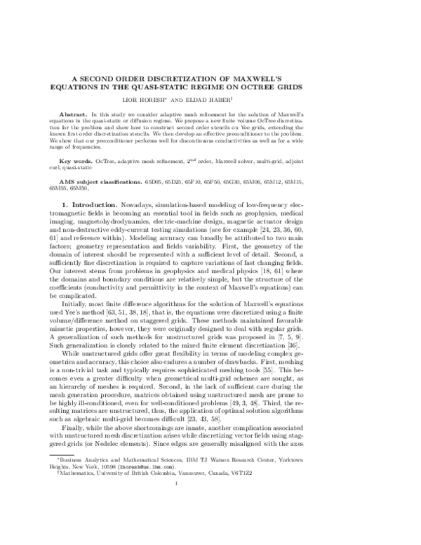 (PDF) A Second Order Discretization of Maxwell's Equations in the Quasi ...