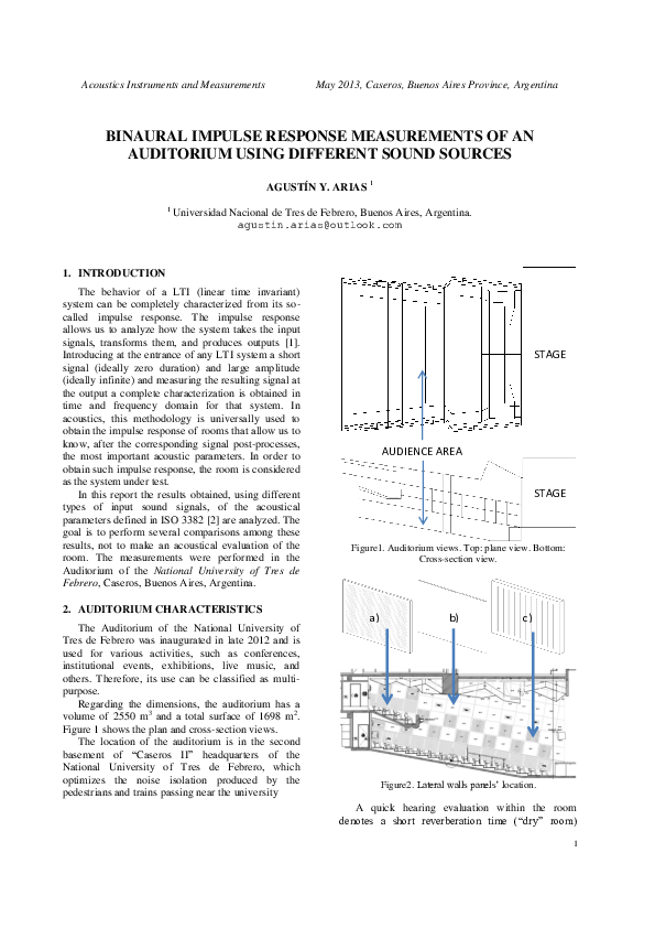 (PDF) Binaural impulse response measurements of an auditorium using ...