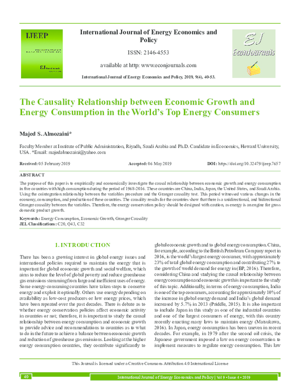 (PDF) The Causality Relationship Between Economic Growth and Energy ...