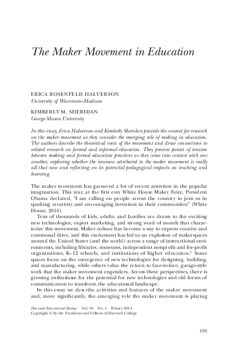 (PDF) The Maker Movement in Education
