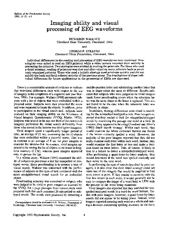 (PDF) Imaging ability and visual processing of EEG waveforms
