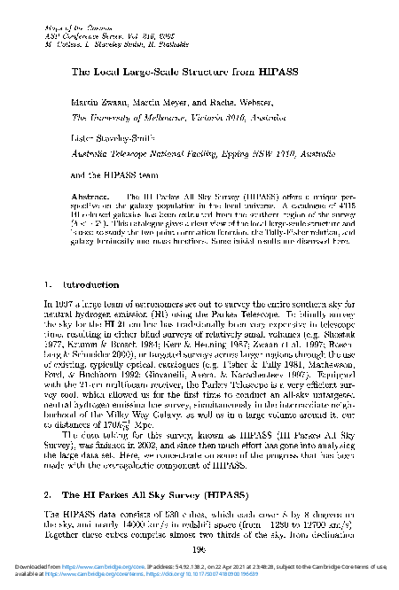(PDF) The Local Large-Scale Structure from HIPASS
