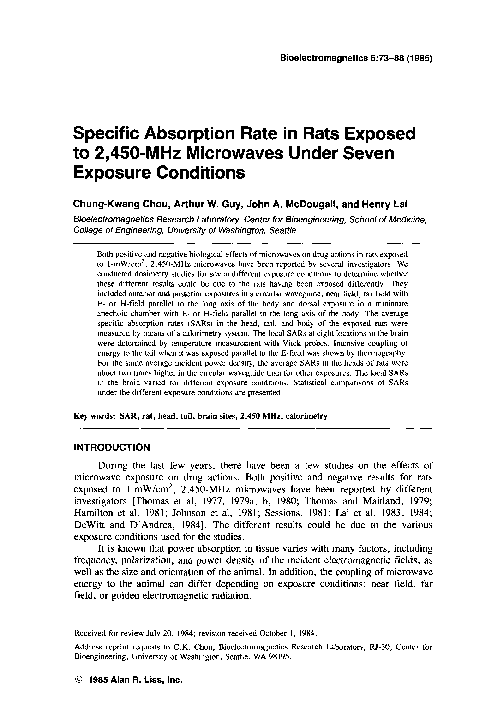 (PDF) Specific absorption rate in rats exposed to 2,450-MHz microwaves ...