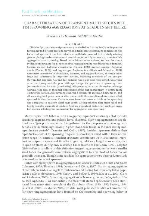 (PDF) Characterization of transient multi-species reef fish spawning ...