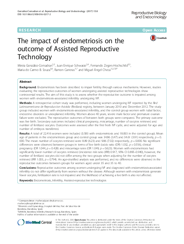 (PDF) The impact of endometriosis on the outcome of Assisted ...