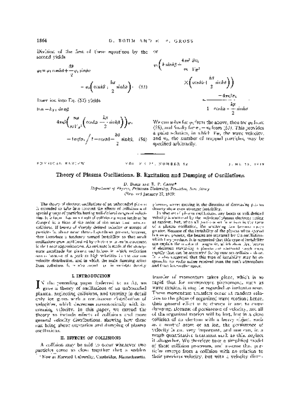 (PDF) Theory of Plasma Oscillations. B. Excitation and Damping of ...