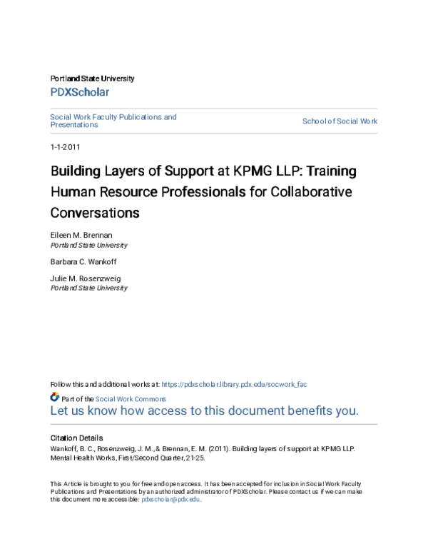 (PDF) Building Layers of Support at KPMG LLP: Training Human Resource ...