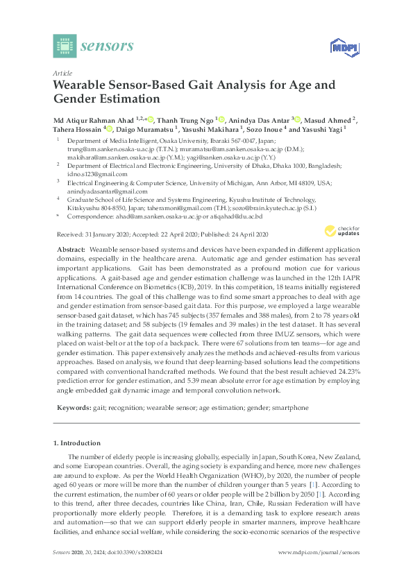 (PDF) Wearable Sensor-Based Gait Analysis for Age and Gender Estimation